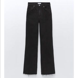 Zara High Rise Wide Leg Full Length Jeans (BLACK)